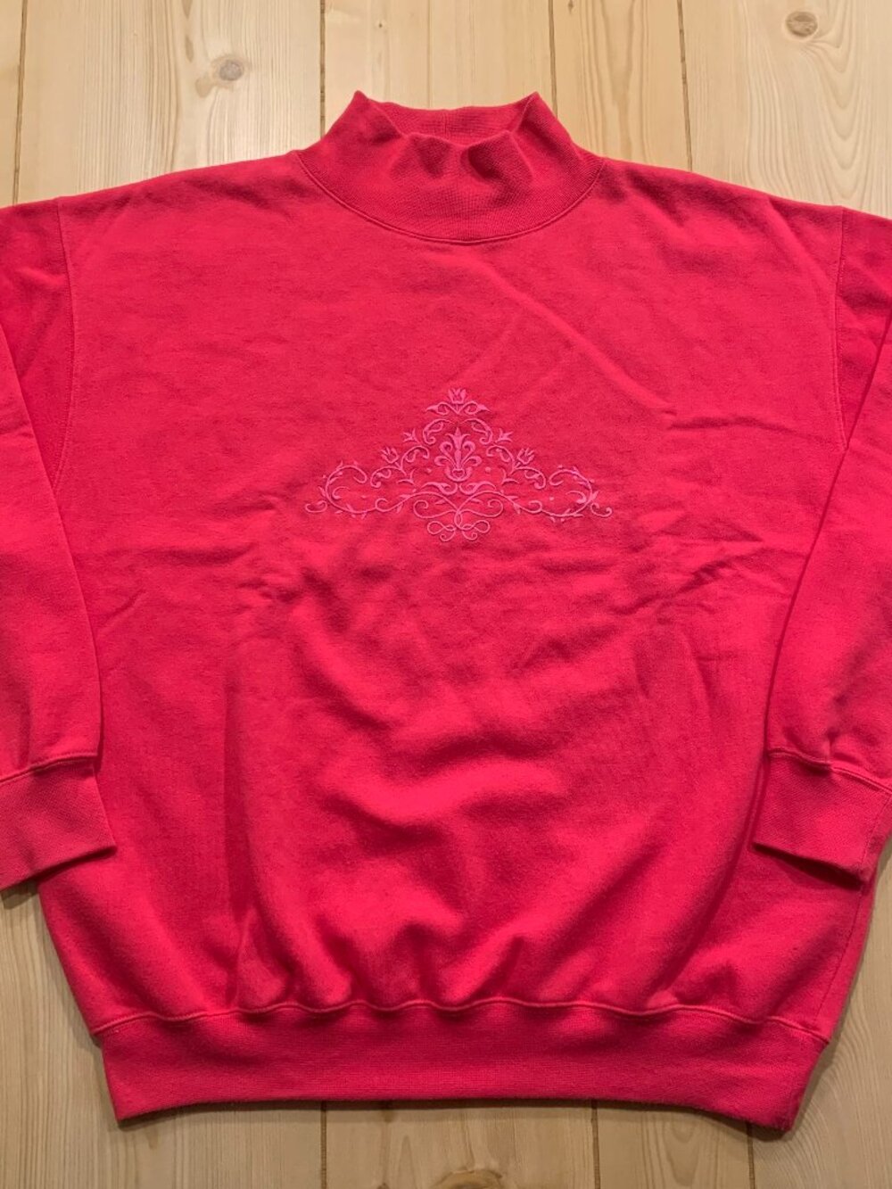 Vintage 90s Hunt Club Embroidered Floral Pink Grandma Core Sweatshirt Women's L